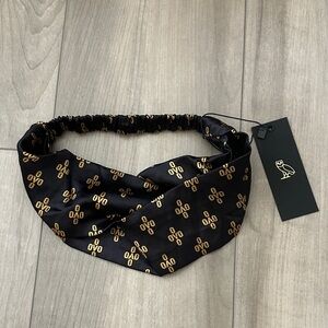 OVO Black Headband with Gold Monogram